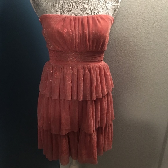 Mystic Dresses & Skirts - Mystic Size Medium Ruffle Dress In Coral & Glitter